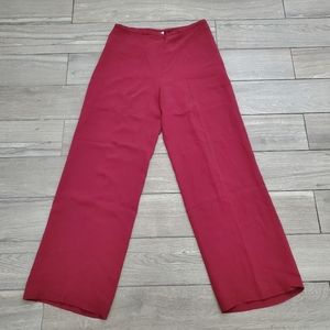 Bloomingdale's women's 100% silk lined straight leg flowy basic burgundy pants
